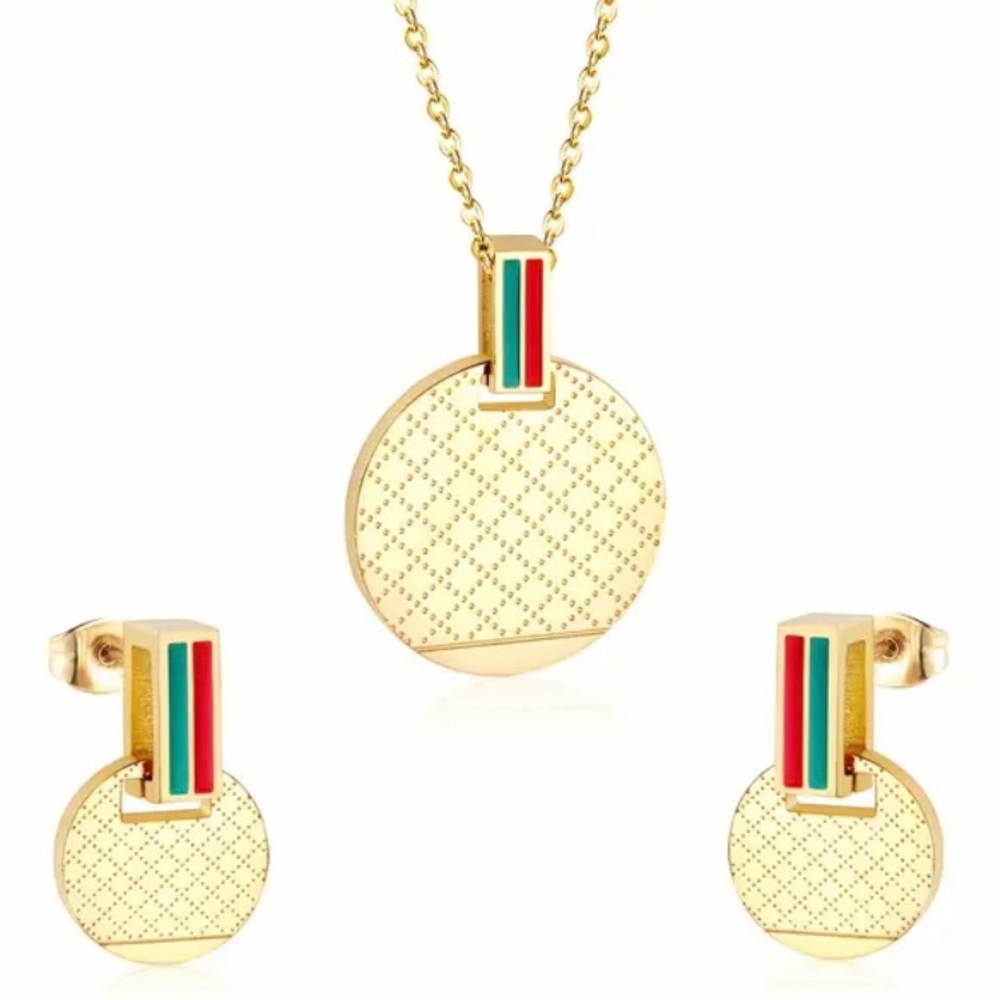 💥Luxury Jewelry Stainless Steel Oil Drip Round Shape Pendant Necklace